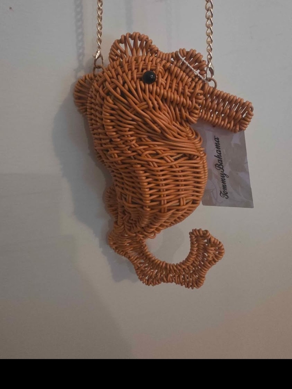 Tommy Bahama Tan Woven Seahorse Crossbody Bag